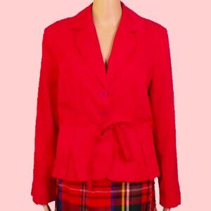 ANALOGY size 14 carmine-red 2-button blazer 100% polyester dry clean only